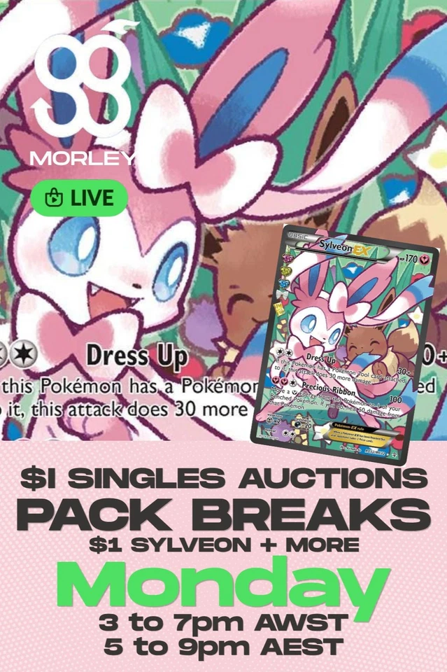 $1 Sylveon Radiant Collection + $1 Singles Auctions & Pack Breaks