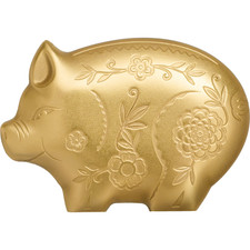2019 1000 Togrog Mongolia Jolly Pig 1oz Gilded Silver Coin Only 888 minted