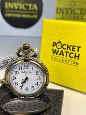 Invicta MENS Liberty 79002 Pocket Watch 48mm 18k Gold Ion-Plated Black Dial