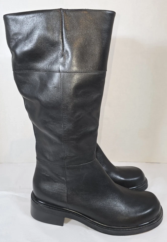 Botas hasta la rodilla Eddie Bauer para mujer de cuero negro suela gruesa cremallera interior 9,5 Foto 4 de 4