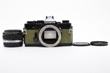 N MINT Khaki Olympus OM-1 SLR 35mm Film Camera 28mm F/3.5 Lens JAPAN 709