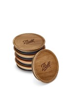 Jar Wooden Storage Lids 5-Pack Brown Wide Mouth Jar Lid Kitchen