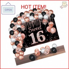 Sweet 16 Party Decorations for Girls, Rose Gold Sweet 16 Birthday Backdrop Confe