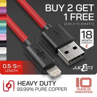JuicEBitz® Heavy Duty USB Charger Cable for iPhone 14 13 12 11 XR XS 8 SE iPad
