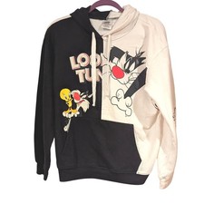 Looney Tunes Sylvester  Tweety Colorblock Hoodie Sweatshirt Junior Size L
