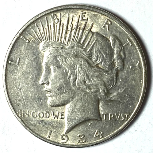 1934 D $1 Peace Silver One Dollar US Denver AU