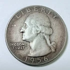 1956 D Washington Silver Quarter 90% Silver Circulated Coin #5752