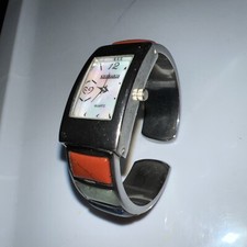 Womens cuff band Watch with colored stones and Mother of Pearl face New Battery