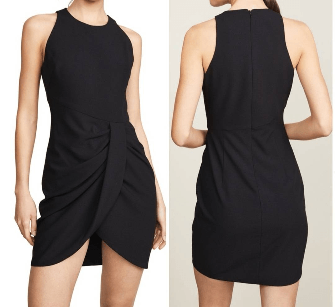 Black Halo Brett Drape Sleeveless Crepe Mini Dress Black sz 6