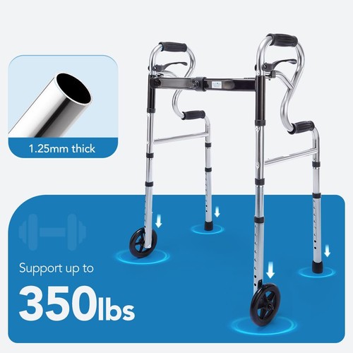 Walkers for Seniors with 5” Front Wheels by Health Line Massage Products, Width - Picture 4 of 7