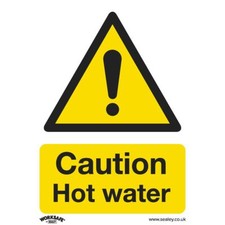 Image of Sealey Safety Sign - Caution Hot Water - Self-Adhesive Vinyl SS38V1