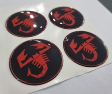 Loghi ruota adesivi Rosso Neri 50mm resina per coprimozzo Fiat Abarth 500 spider