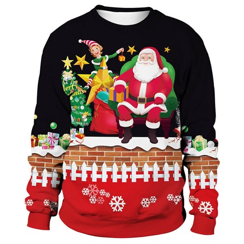 Women Men Christmas Ugly Sweater Pullover Jumper Xmas Party Sweatshirt Tops New' - Picture 14 of 18