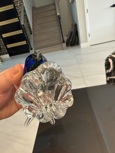 Vintage Murano Style Blue Green & Clear Dolpin Art Glass Paperweight 🔥🔥 - Picture 6 of 7