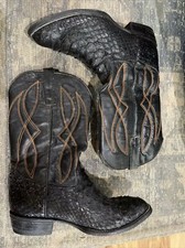 MEX Exotic Python Snake Skin Black Leather Western Cowboy Boots Mexico Mens 8