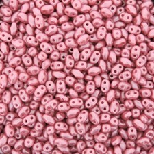 Czech MINIDuo Two Hole Seed Beads 4mm x 2mm Pastel Pink 8GM Tube