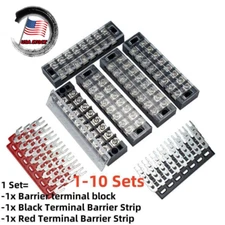 8 Positions Dual Row 600V 25A Screw Terminal Strip Blocks with Cover 1-10 Sets
