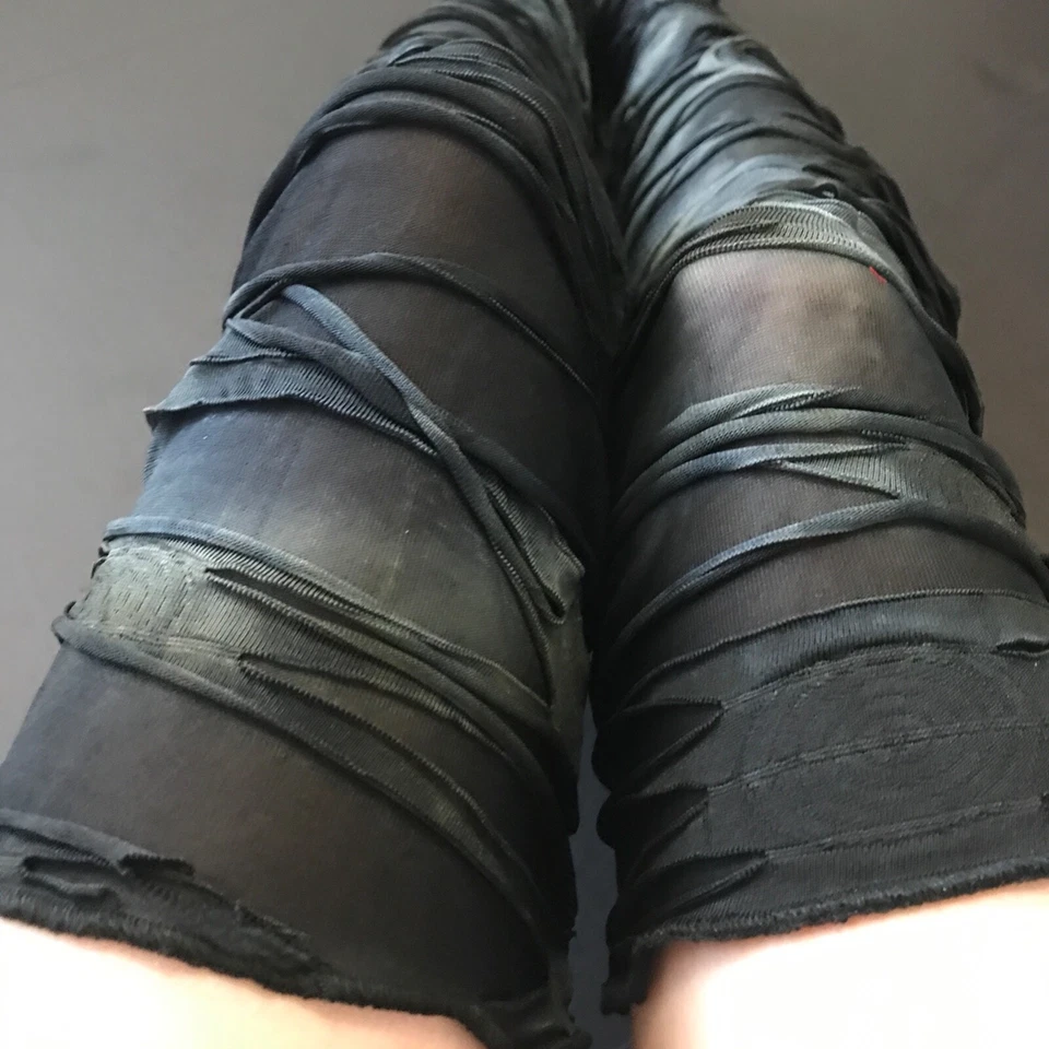 Серый мумия ноги подогреватели повязка колена носки завернуть черный бедра высоты зомби гот - Изображение 2 из 4