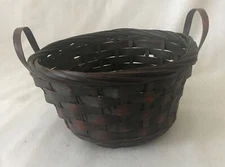 Round woven basket  -  dark brown  7-1/2” diameter by 4” high