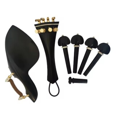 High quality whole set violin parts ebony 4/4,chin rest tailpiece pegs endpin B