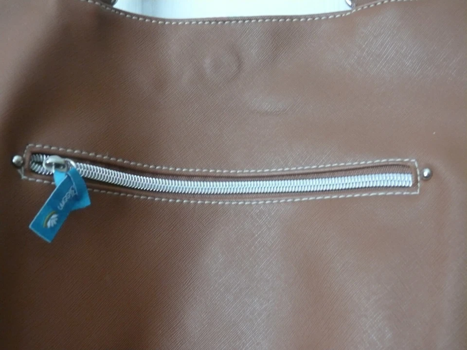 Bolso marrón grande Lily Bloom - Cierre a presión - Aprox. 12" de alto, 16" de ancho y 5" D Foto 4 de 4