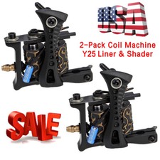 2 pack Tattoo Supply Cast Iron 10 Wrap Coils Tattoo Machine Liner Shader Y25