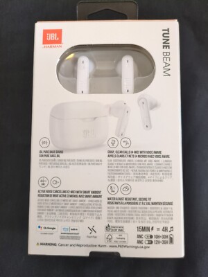 新品未使用JBL TUNE BEAM PURE BASS ZERO NOISE JBL Tune Beam TWS Bluetooth Noise-cancelling Earbuds - Black