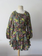 LOVESHACKFANCY cotton silk popover mini dress night sky glow floral S