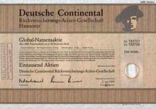 Continental Rück 1983 SCOR Hannover Magdeburg Salzgitter RARE 50.000 DM Aktie