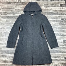 Mackintosh Women's Sz S/m 100% Wool Full Double Zip Coat Hooded Fitted Gray Coat