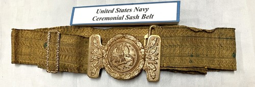 United States Naval gold linen dress belt and belt plate Spanish American War