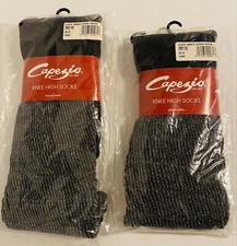 Lot Of Two Pair Capezio Black Lace Knee High Socks One Size B1 New In Package