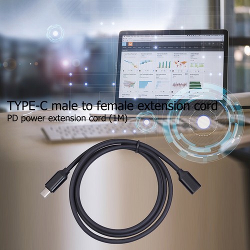 USB Type C Extension Cable Male to Female 3A PD Fast Charging Sync Extender Cord - Photo 7 sur 21
