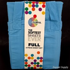 CRLRFUL Full Sheet Set Blue 4 Piece Kids Set Soft Microfiber New