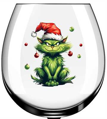 x12 Weihnachtsgrinch Katze Glas Vinyl Aufkleber Farbe xc78