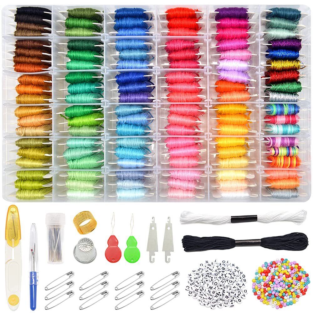 962Pcs Friendship Bracelet String Kits with Storage Box, 110 Colors Embroider...