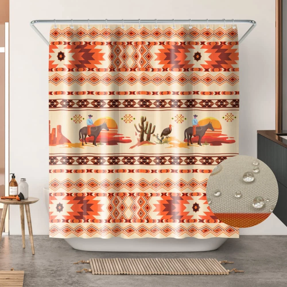 Western Shower Curtain Boho Shower Curtain Farmhouse Shower