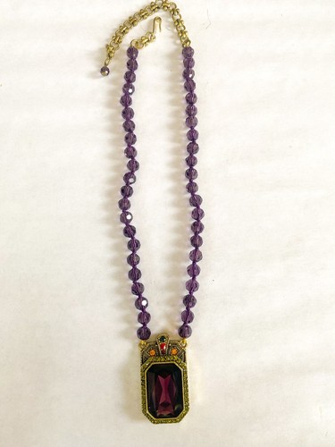 HEIDI DAUS Purple CRYSTAL PENDANT Faceted Bead NECKLACE Deco Trilogy (1 Piece) - Picture 4 of 6