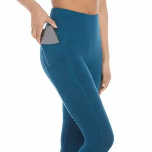 Leggings femininas SOILED Danskin coladas 7/8ths cintura alta azul-petróleo tamanho P $40 1A058 - Imagem 2 de 4