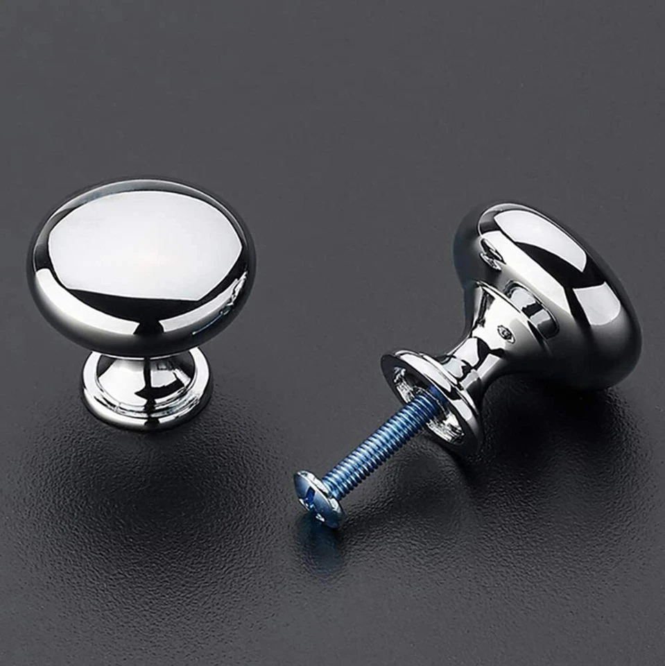 1-30x Chrome Solid Cabinet Door Knobs Drawer Wardrobe Cupboard Handles Kitchen - Image 3 of 4
