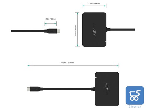 HUB Type-C USB 3.0 + Ricarica VGA Macbook Pro Samsung Tab Mac Google C 4 Porte - Foto 5 di 7