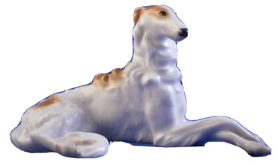 Seltene Augarten Porzellan Brown Dog Barsoi Figur Porzellan Hund Wien Österreich