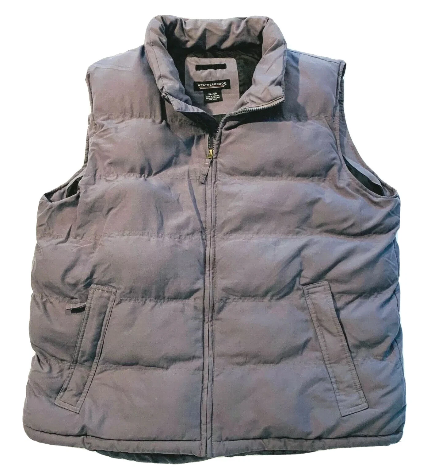 Weatherproof Jacket Mens Extra Large Gray Puffer Vest Full Zip Coat Outdoor