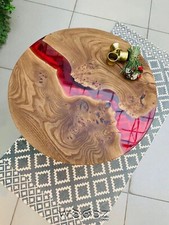 Tavolino centro caffè rotondo fiume resina epossidica rossa per camera da letto arredo lusso