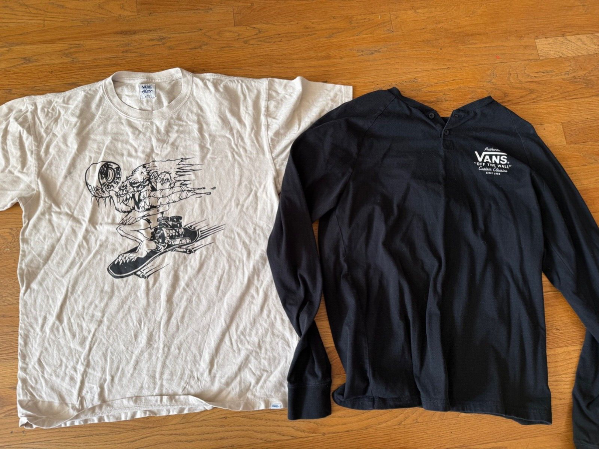 Vans T-Shirt Long Sleeve Logo Alva Skates Shirt - New - 2 Shirts 