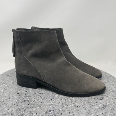 Dolce Vita Womens Boots 7 Ankle Booties Gray Suede Leather Back Zip Shoes