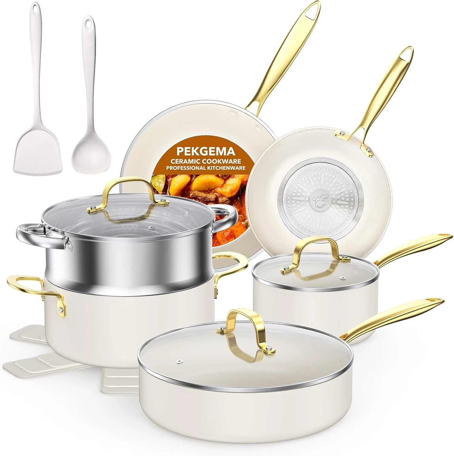 15-Piece Non-Stick Ceramic Cookware Set, Oven Safe & Non-Toxic, White
Opens in a new window or tab