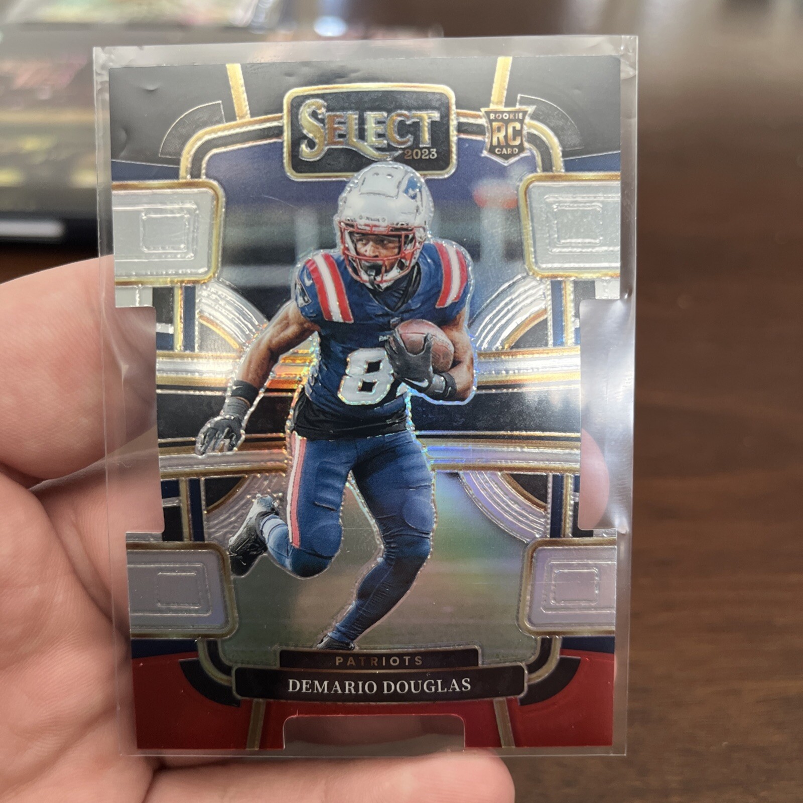 2023 Panini Select #68 Demario Douglas Red and Blue Prizms Die Cuts