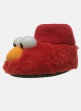 Sesame Street Baby Elmo Puppet Fluffy Cozy Warm Slippers Red Size L 9-10 New
