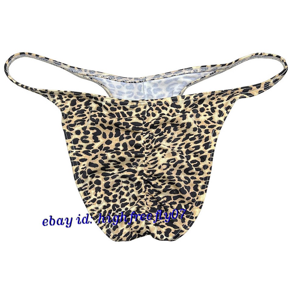 Mens Leopard Bikini Briefs Underwear Male Pucker Brazilian Bikinis